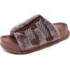 imageKuaiLu Womens Orthopedic Sandals Comfortable Plantar Fasciitis Arch Support Faux Fur Sandal Slippers For Woman Casual Cushion Slides Slip On Indoor Outdoor Memory Foam House Shoes Brown Size 6