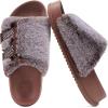 imageKuaiLu Womens Orthopedic Sandals Comfortable Plantar Fasciitis Arch Support Faux Fur Sandal Slippers For Woman Casual Cushion Slides Slip On Indoor Outdoor Memory Foam House Shoes Brown Size 6