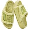 imageKuaiLu Cushion Slippers For Women with Orthotic Arch Support Wide Adjustable Open Toe Furry Fur Sandals Warm Teddy Fleece Recovery Slides Slip On House Shoes Indoor Outdoor OutfitsBright Green