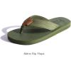 imageKuaiLu Mens Yoga Mat Leather Flip Flops with Arch Support Comfortable Cushion Walking Thong Sandals Slip On Indoor OutdoorArmy Green