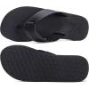 imageKuaiLu Mens Yoga Mat Leather Flip Flops with Arch Support Comfortable Cushion Walking Thong Sandals Slip On Indoor OutdoorBlack
