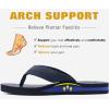 imageKuaiLu Mens Yoga Mat Leather Flip Flops with Arch Support Comfortable Cushion Walking Thong Sandals Slip On Indoor OutdoorBlue