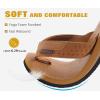 imageKuaiLu Mens Yoga Mat Leather Flip Flops with Arch Support Comfortable Cushion Walking Thong Sandals Slip On Indoor OutdoorBright Brown