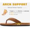 imageKuaiLu Mens Yoga Mat Leather Flip Flops with Arch Support Comfortable Cushion Walking Thong Sandals Slip On Indoor OutdoorBright Brown