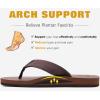 imageKuaiLu Mens Yoga Mat Leather Flip Flops with Arch Support Comfortable Cushion Walking Thong Sandals Slip On Indoor OutdoorCoffee