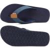 imageKuaiLu Mens Yoga Mat Leather Flip Flops with Arch Support Comfortable Cushion Walking Thong Sandals Slip On Indoor OutdoorNavy Blue