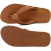 imageKuaiLu Mens Yoga Mat Leather Flip Flops with Arch Support Comfortable Cushion Walking Thong Sandals Slip On Indoor OutdoorTan