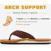 imageKuaiLu Mens Yoga Mat Leather Flip Flops with Arch Support Comfortable Cushion Walking Thong Sandals Slip On Indoor OutdoorTan Brown