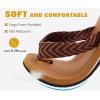 imageKuaiLu Mens Yoga Mat Leather Flip Flops with Arch Support Comfortable Cushion Walking Thong Sandals Slip On Indoor OutdoorTan Brown