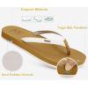 imageKuaiLu Womens Arch Support Flip Flops Comfortable Yoga Mat Slip on Summer Beach Walking Thong Cushion SandalsWhite Khaki