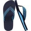 imageKuaiLu Mens Yoga Mat Leather Flip Flops with Arch Support Comfortable Cushion Walking Thong Sandals Slip On Indoor OutdoorBright Blue