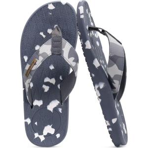 imageKuaiLu Mens Flip Flops Arch Support Comfortable Summer Beach Thong Sandals Yoga Foam Cushion Slip on SlippersCamogrey