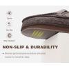 imageKuaiLu Mens Memory Foam Moccasin Slippers Arch Support Cushion Yoga Foam Fuzzy Zipper House Shoes with Indoor Outdoor Rubber SoleRedBrown