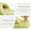 imageKuaiLu Womens Chic Furry Platform Slippers Fuzzy Teddy Fleece Cross Band Open Toe Sandals with Comfortable Arch Support Slip on House Shoes Indoor OutdoorNeon Green