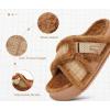 imageKuaiLu Womens Chic Furry Platform Slippers Fuzzy Teddy Fleece Cross Band Open Toe Sandals with Comfortable Arch Support Slip on House Shoes Indoor OutdoorKhaki