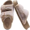 imageKuaiLu Womens Fluff Slippers Plantar Fasciitis Arch Support Platform Slippers Ladies Fashion Open Toe Faux Fur Sliders House Slipper Camel Brown Size 6