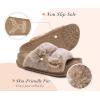 imageKuaiLu Womens Fluff Slippers Plantar Fasciitis Arch Support Platform Slippers Ladies Fashion Open Toe Faux Fur Sliders House Slipper Camel Brown Size 6