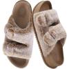 imageKuaiLu Womens Fluff Slippers Plantar Fasciitis Arch Support Platform Slippers Ladies Fashion Open Toe Faux Fur Sliders House Slipper Camel Brown Size 6