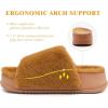 imageKuaiLu Womens Orthotic Slippers With Arch Support Soft Cushion Sandal Slippers for Woman Ladies Fashion Open Toe Faux Fur Platform Slipper Indoor Outdoor 612Plush Khaki