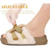 imageKuaiLu Womens Orthotic Slippers With Arch Support Soft Cushion Sandal Slippers for Woman Ladies Fashion Open Toe Faux Fur Platform Slipper Indoor Outdoor 612Beige White
