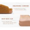 imageKuaiLu Womens Orthotic Slippers With Arch Support Soft Cushion Sandal Slippers for Woman Ladies Fashion Open Toe Faux Fur Platform Slipper Indoor Outdoor 612Plush Khaki