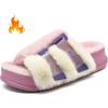 imageKuaiLu Womens Orthotic Slippers With Arch Support Soft Cushion Sandal Slippers for Woman Ladies Fashion Open Toe Faux Fur Platform Slipper Indoor Outdoor 612Plush Pink