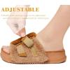 imageKuaiLu Womens Orthotic Slippers With Arch Support Soft Cushion Sandal Slippers for Woman Ladies Fashion Open Toe Faux Fur Platform Slipper Indoor Outdoor 612Plush Khaki