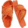 imageKuaiLu Womens Chic Furry Platform Slippers Fuzzy Teddy Fleece Cross Band Open Toe Sandals with Comfortable Arch Support Slip on House Shoes Indoor OutdoorVibrant Orange