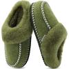 imageKuaiLu Womens Memory Foam Slippers with Cozy Fluff Plush Ladies Bedroom Pantuflas Comfy House Winter Moccasin Essential Trendy Slippers Comfortable Indoor Outdoor Rubber Sole Green Size 10