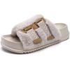imageKuaiLu Womens Orthotic Slippers With Arch Support Soft Cushion Sandal Slippers for Woman Ladies Fashion Open Toe Faux Fur Platform Slipper Indoor Outdoor 612White Adjustable