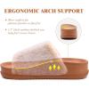 imageKuaiLu Womens Orthotic Slippers With Arch Support Soft Cushion Sandal Slippers for Woman Ladies Fashion Open Toe Faux Fur Platform Slipper Indoor Outdoor 612Khaki Adjustable