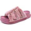 imageKuaiLu Womens Orthotic Slippers With Arch Support Soft Cushion Sandal Slippers for Woman Ladies Fashion Open Toe Faux Fur Platform Slipper Indoor Outdoor 612Lovely Pink Adjustable
