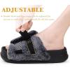 imageKuaiLu Womens Orthotic Slippers With Arch Support Soft Cushion Sandal Slippers for Woman Ladies Fashion Open Toe Faux Fur Platform Slipper Indoor Outdoor 612Vogue Black Adjustable