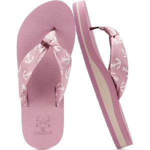 imageKuaiLu Flip Flops Women Yoga Foam Ladies Comfort Arch Support Summer Beach Casual Thong SandalsPink