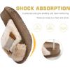 imageKuaiLu Womens Fuzzy Cross Band Platform Slippers Furry Faux Fur Comfortable Arch Support Open Toe Slides for Indoor OutdoorBeige