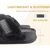 imageKuaiLu Womens Fuzzy Cross Band Platform Slippers Furry Faux Fur Comfortable Arch Support Open Toe Slides for Indoor OutdoorBlack