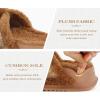 imageKuaiLu Womens Fuzzy Cross Band Platform Slippers Furry Faux Fur Comfortable Arch Support Open Toe Slides for Indoor OutdoorKhaki
