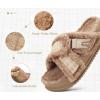 imageKuaiLu Womens Fuzzy Cross Band Platform Slippers Furry Faux Fur Comfortable Arch Support Open Toe Slides for Indoor OutdoorLight Brown