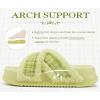 imageKuaiLu Womens Fuzzy Cross Band Platform Slippers Furry Faux Fur Comfortable Arch Support Open Toe Slides for Indoor OutdoorNeon Green