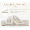 imageKuaiLu Womens Fuzzy Cross Band Platform Slippers Furry Faux Fur Comfortable Arch Support Open Toe Slides for Indoor OutdoorSnow White
