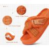 imageKuaiLu Womens Fuzzy Cross Band Platform Slippers Furry Faux Fur Comfortable Arch Support Open Toe Slides for Indoor OutdoorVibrant Orange