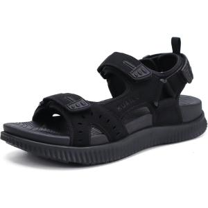 imageKuaiLu Mens Hiking Sandals With Arch Support Sport Recovery Athletic Walking Sandals For Man Outdoor Summer Casual Thick Cushion Beach Water Fisherman Sandal Size 715Black