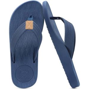 imageKuaiLu Mens Flip Flops Arch Support Comfortable Summer Beach Thong Sandals Yoga Foam Cushion Slip on SlippersBlue