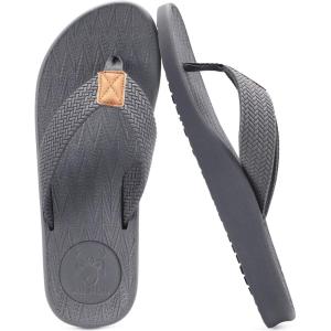 imageKuaiLu Mens Flip Flops Arch Support Comfortable Summer Beach Thong Sandals Yoga Foam Cushion Slip on SlippersGrey