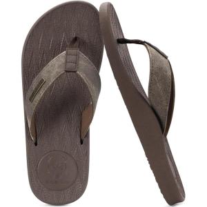 imageKuaiLu Mens Flip Flops Arch Support Comfortable Summer Beach Thong Sandals Yoga Foam Cushion Slip on SlippersPubrown