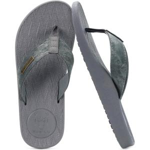 imageKuaiLu Mens Flip Flops Arch Support Comfortable Summer Beach Thong Sandals Yoga Foam Cushion Slip on SlippersPugrey