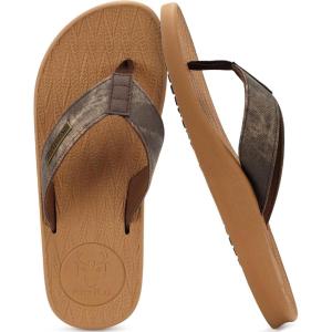 imageKuaiLu Mens Flip Flops Arch Support Comfortable Summer Beach Thong Sandals Yoga Foam Cushion Slip on SlippersPukhaki