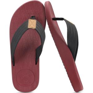 imageKuaiLu Mens Flip Flops Arch Support Comfortable Summer Beach Thong Sandals Yoga Foam Cushion Slip on SlippersWine