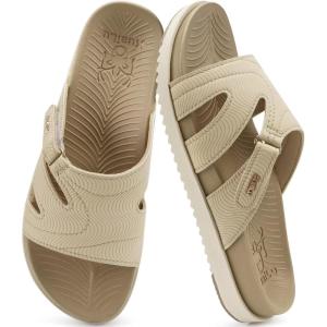 imageKuaiLu Womens Dressy Orthopedic Sandals Lightweight Cushion Foam Slides Sport Recovery Walking Slippers with Plantar Fasciitis Arch SupportBeige