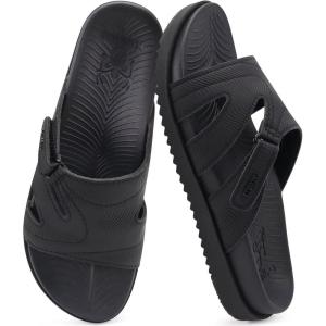 imageKuaiLu Womens Dressy Orthopedic Sandals Lightweight Cushion Foam Slides Sport Recovery Walking Slippers with Plantar Fasciitis Arch SupportBlack